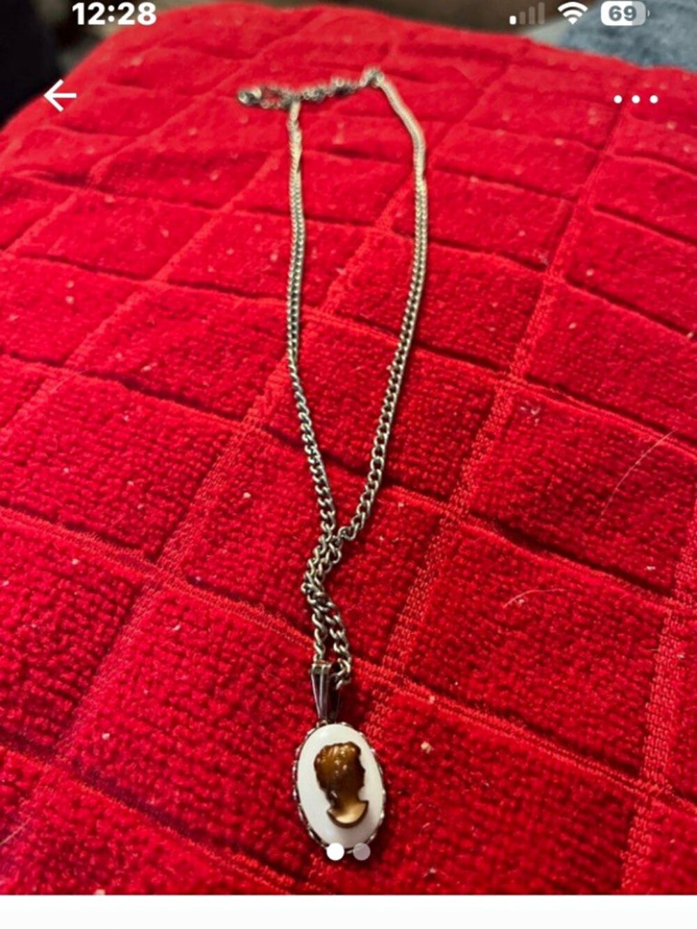 Shell Cameo Oval Pendant Necklace, Silver Metal, White/Brown Shell, Beauty